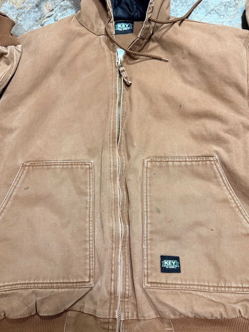 KEY Workwear Brown Hooded Canvas Jacket - Picture 4 of 9